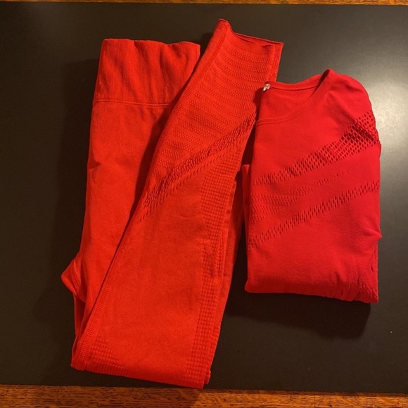 Tops - Workout gym fabletics outdoor SculptKnit red set
